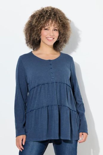 Moda za polnejše Majica dugih rukava na volane plus velikost, xxl, Ulla Popken in Johann Popken (JP1880)