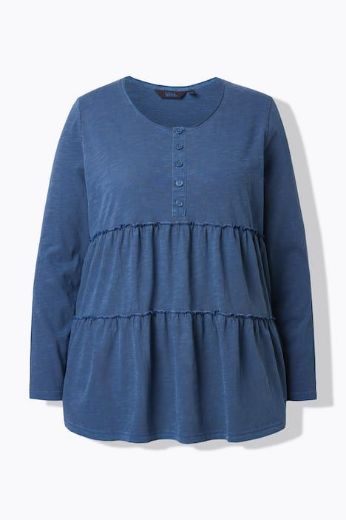 Moda za polnejše Majica dugih rukava na volane plus velikost, xxl, Ulla Popken in Johann Popken (JP1880)