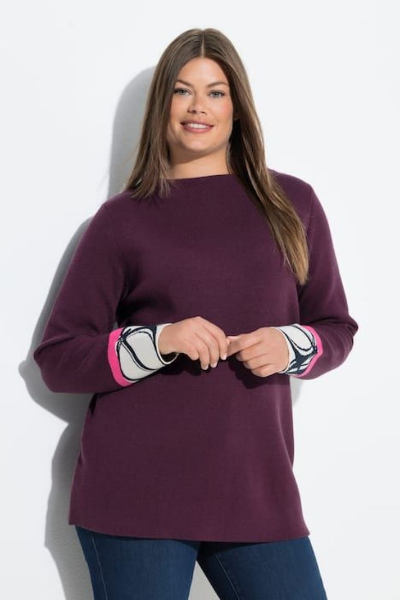 Moda za polnejše Pulover s ukrasnim detaljima na rukavima plus velikost, xxl, Ulla Popken in Johann Popken (JP1880)