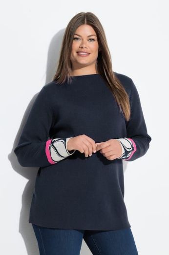 Moda za polnejše Pulover s ukrasnim detaljima na rukavima plus velikost, xxl, Ulla Popken in Johann Popken (JP1880)