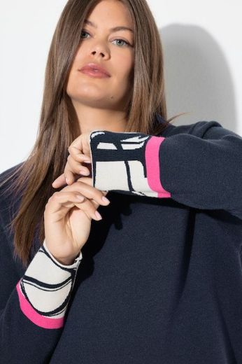 Moda za polnejše Pulover s ukrasnim detaljima na rukavima plus velikost, xxl, Ulla Popken in Johann Popken (JP1880)