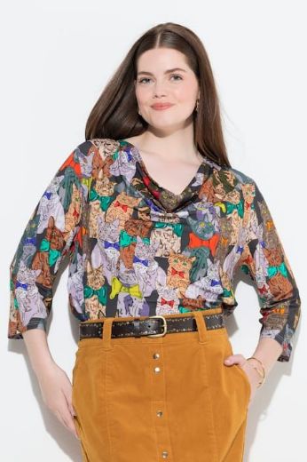 Moda za polnejše Majica s printom spuštenog ovratnika plus velikost, xxl, Ulla Popken in Johann Popken (JP1880)