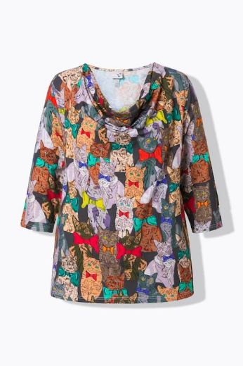 Moda za polnejše Majica s printom spuštenog ovratnika plus velikost, xxl, Ulla Popken in Johann Popken (JP1880)