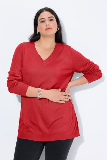 Moda za polnejše Pulover s V ovratnikom plus velikost, xxl, Ulla Popken in Johann Popken (JP1880)