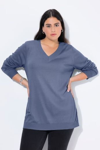 Moda za polnejše Pulover s V ovratnikom plus velikost, xxl, Ulla Popken in Johann Popken (JP1880)