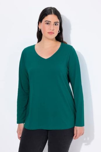 Moda za polnejše Majica dugih rukava V ovratnika plus velikost, xxl, Ulla Popken in Johann Popken (JP1880)