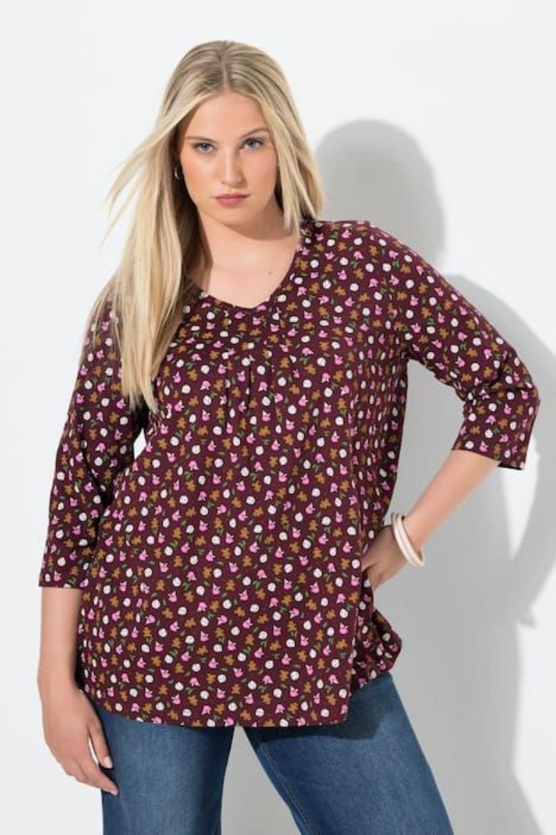 Moda za polnejše Majica 3/4 rukava V ovratnika plus velikost, xxl, Ulla Popken in Johann Popken (JP1880)