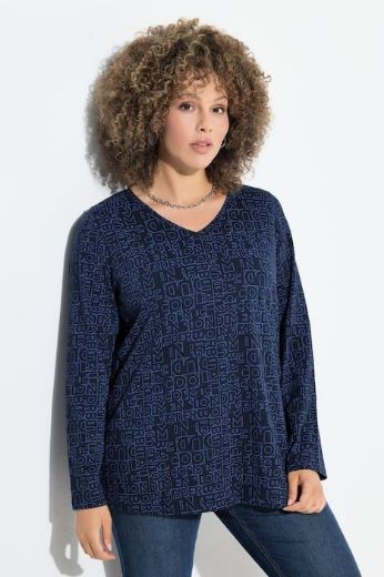 Moda za polnejše Majica dugih rukava V ovratnika plus velikost, xxl, Ulla Popken in Johann Popken (JP1880)