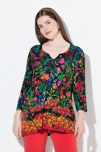 Moda za polnejše Majica A kroja  s 3/4 rukavima cvjetnog printa plus velikost, xxl, Ulla Popken in Johann Popken (JP1880)