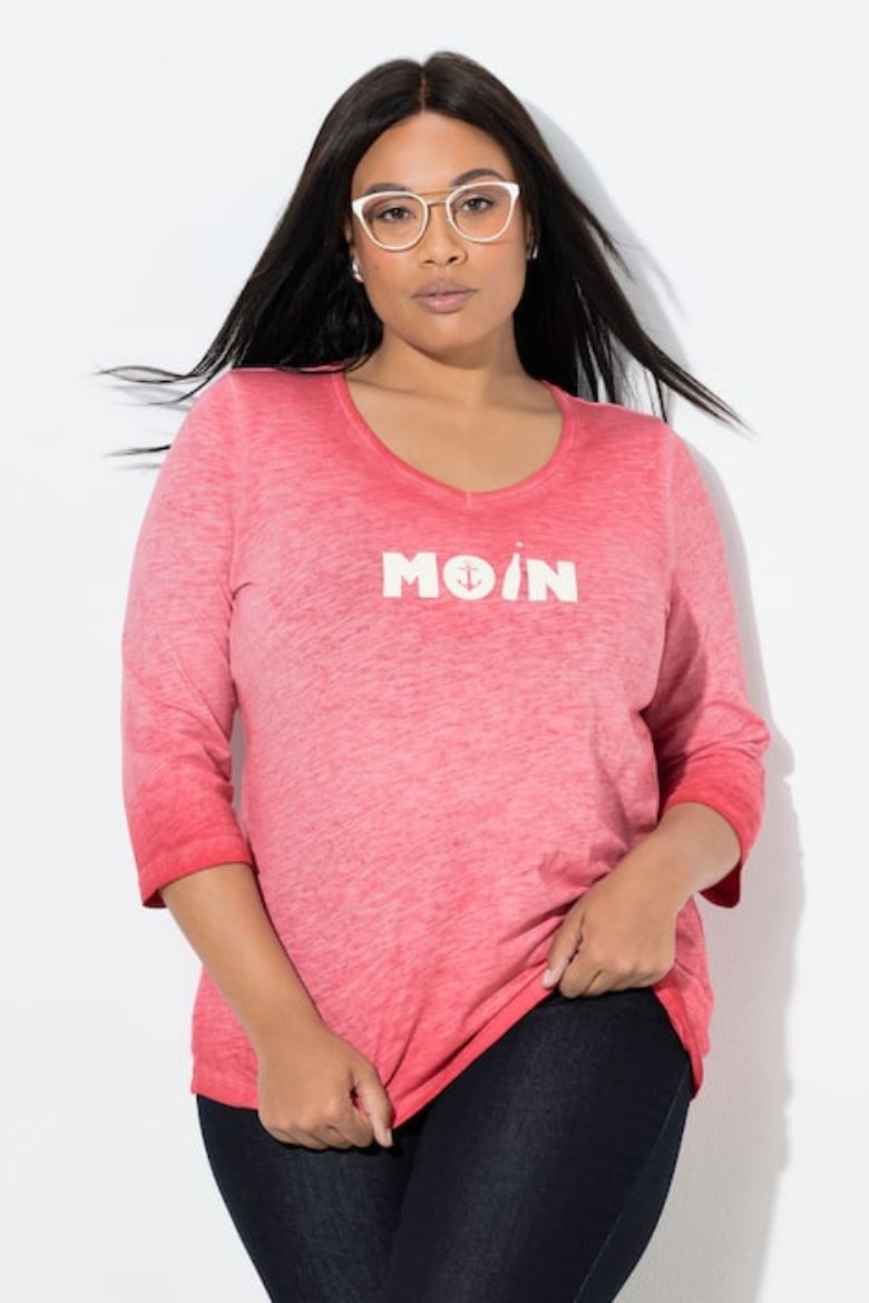 Moda za polnejše Majica 3/4 rukava V ovratnika plus velikost, xxl, Ulla Popken in Johann Popken (JP1880)