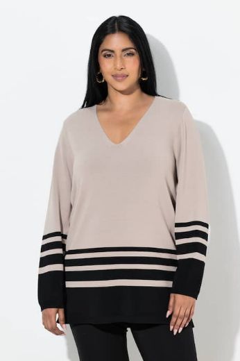 Moda za polnejše Pulover dugih rukava V ovratnika plus velikost, xxl, Ulla Popken in Johann Popken (JP1880)