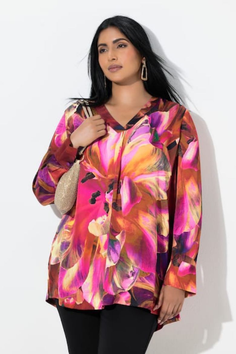 Moda za polnejše Bluza dugih rukava V ovratnika plus velikost, xxl, Ulla Popken in Johann Popken (JP1880)