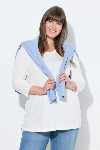 Moda za polnejše Majica V ovratnika 3/4 rukava plus velikost, xxl, Ulla Popken in Johann Popken (JP1880)