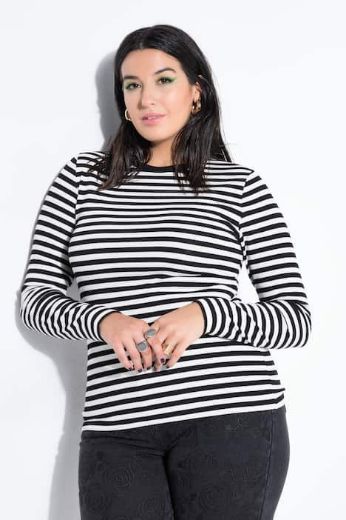 Moda za polnejše Majica dugih rukava na pruge plus velikost, xxl, Ulla Popken in Johann Popken (JP1880)