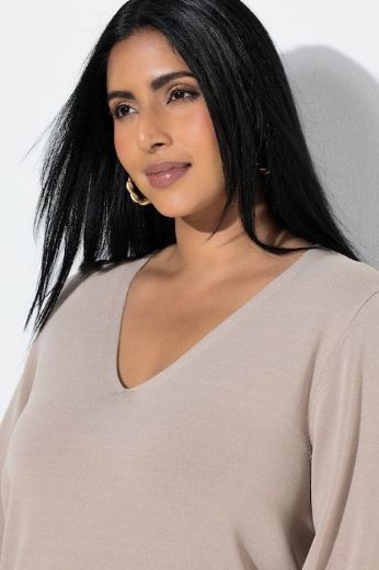 Moda za polnejše Pulover dugih rukava V ovratnika plus velikost, xxl, Ulla Popken in Johann Popken (JP1880)