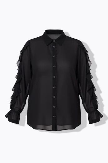 Moda za polnejše Bluza dugih rukava na volane plus velikost, xxl, Ulla Popken in Johann Popken (JP1880)