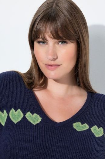 Moda za polnejše Pulover dugih rukava V ovratnika plus velikost, xxl, Ulla Popken in Johann Popken (JP1880)