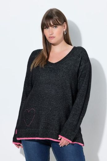 Moda za polnejše Pulover dugih rukava V ovratnika plus velikost, xxl, Ulla Popken in Johann Popken (JP1880)