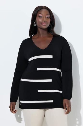 Moda za polnejše Pulover dugih rukava V ovratnika plus velikost, xxl, Ulla Popken in Johann Popken (JP1880)