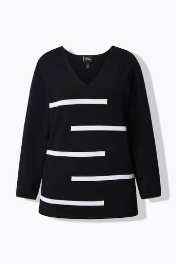 Moda za polnejše Pulover dugih rukava V ovratnika plus velikost, xxl, Ulla Popken in Johann Popken (JP1880)