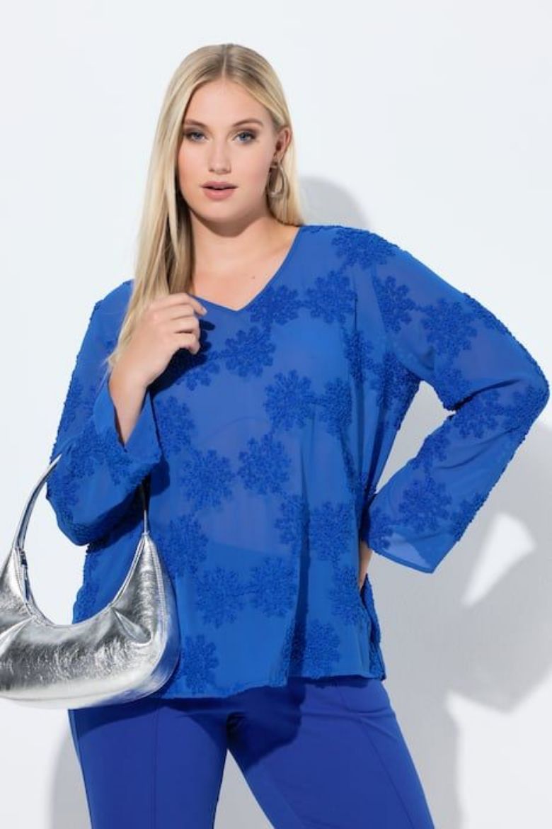 Moda za polnejše Bluza dugih rukava V ovratnika plus velikost, xxl, Ulla Popken in Johann Popken (JP1880)