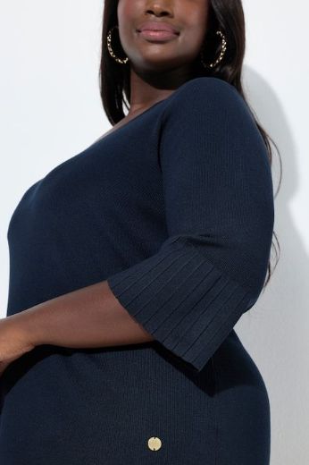 Moda za polnejše Pulover 3/4 rukava V ovratnika plus velikost, xxl, Ulla Popken in Johann Popken (JP1880)