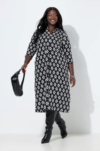 Moda za polnejše Haljina midi 3/4 rukava A kroja plus velikost, xxl, Ulla Popken in Johann Popken (JP1880)