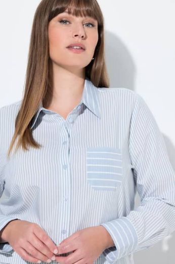 Moda za polnejše Košulja dugih rukava na pruge dužeg kroja plus velikost, xxl, Ulla Popken in Johann Popken (JP1880)