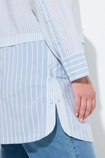 Moda za polnejše Košulja dugih rukava na pruge dužeg kroja plus velikost, xxl, Ulla Popken in Johann Popken (JP1880)