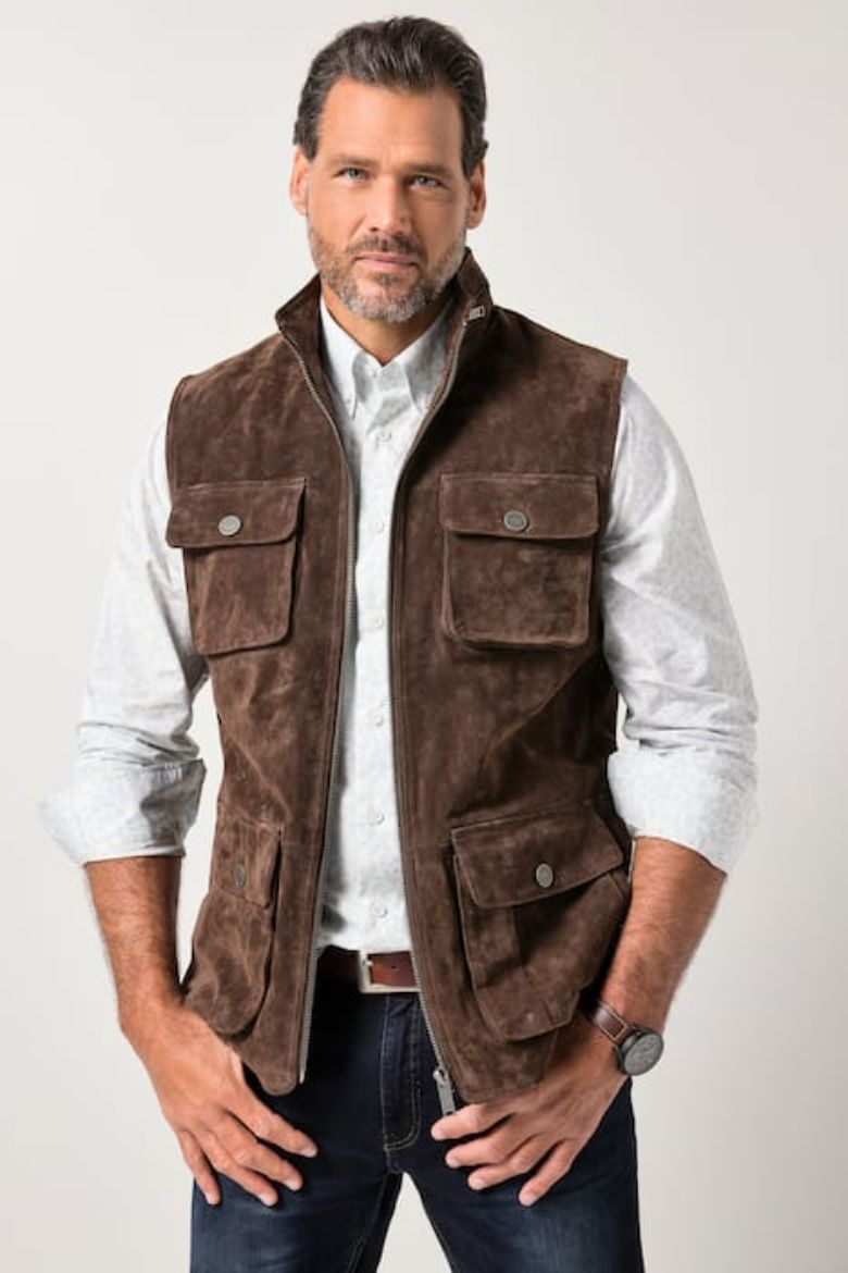 Moda za polnejše Prsluk kožni sa patentnim zatvaračem plus velikost, xxl, Ulla Popken in Johann Popken (JP1880)