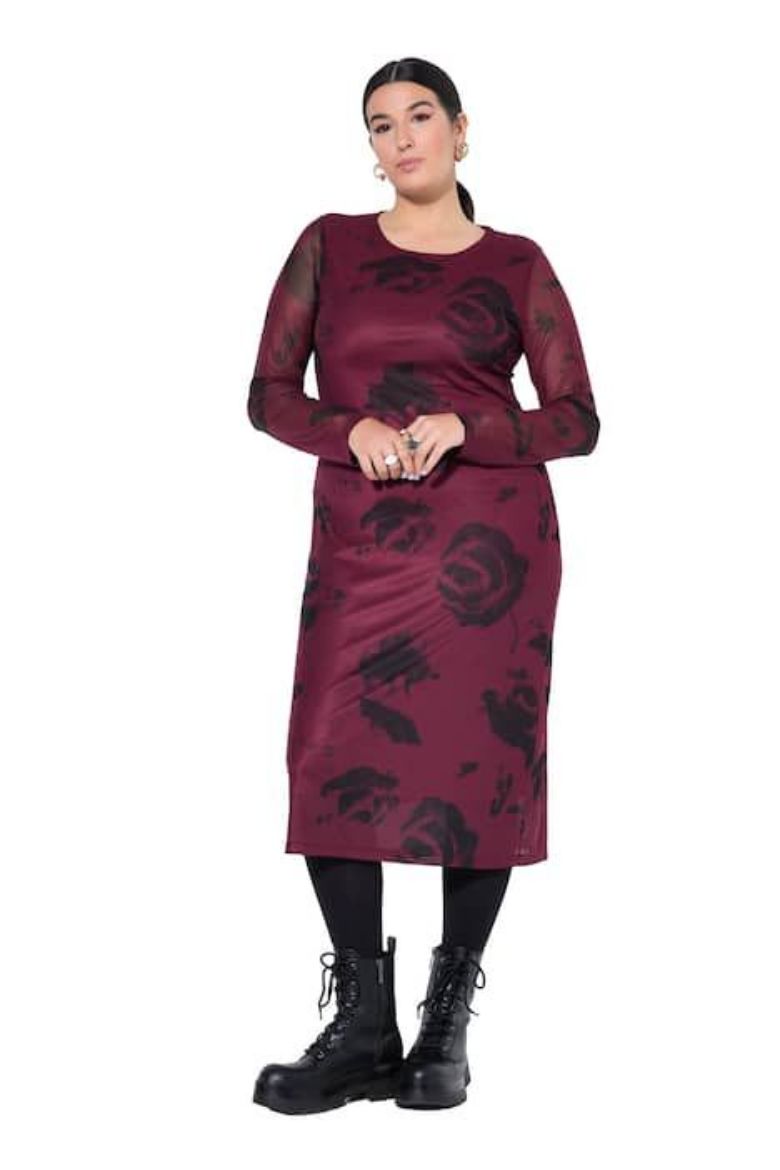 Moda za polnejše Haljina midi dugih rukava užeg kroja plus velikost, xxl, Ulla Popken in Johann Popken (JP1880)