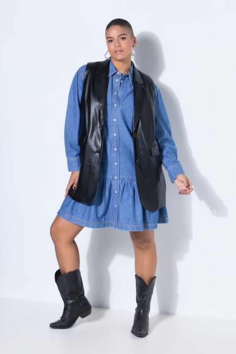 Moda za polnejše Prsluk šireg kroja s izgledom kože plus velikost, xxl, Ulla Popken in Johann Popken (JP1880)