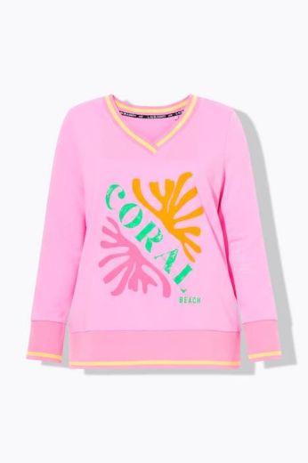 Moda za polnejše Majica dugih rukava s V izrezom plus velikost, xxl, Ulla Popken in Johann Popken (JP1880)