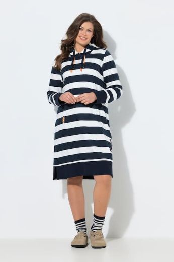 Moda za polnejše Haljina midi dugih rukava na pruge plus velikost, xxl, Ulla Popken in Johann Popken (JP1880)