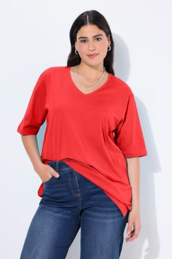 Moda za polnejše Majica V izrez Basic plus velikost, xxl, Ulla Popken in Johann Popken (JP1880)