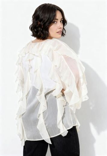 Moda za polnejše Bluza dugih rukava na volane plus velikost, xxl, Ulla Popken in Johann Popken (JP1880)