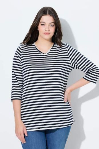 Moda za polnejše Majica 3/4 rukava V ovratnika plus velikost, xxl, Ulla Popken in Johann Popken (JP1880)