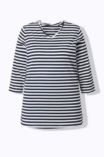 Moda za polnejše Majica 3/4 rukava V ovratnika plus velikost, xxl, Ulla Popken in Johann Popken (JP1880)