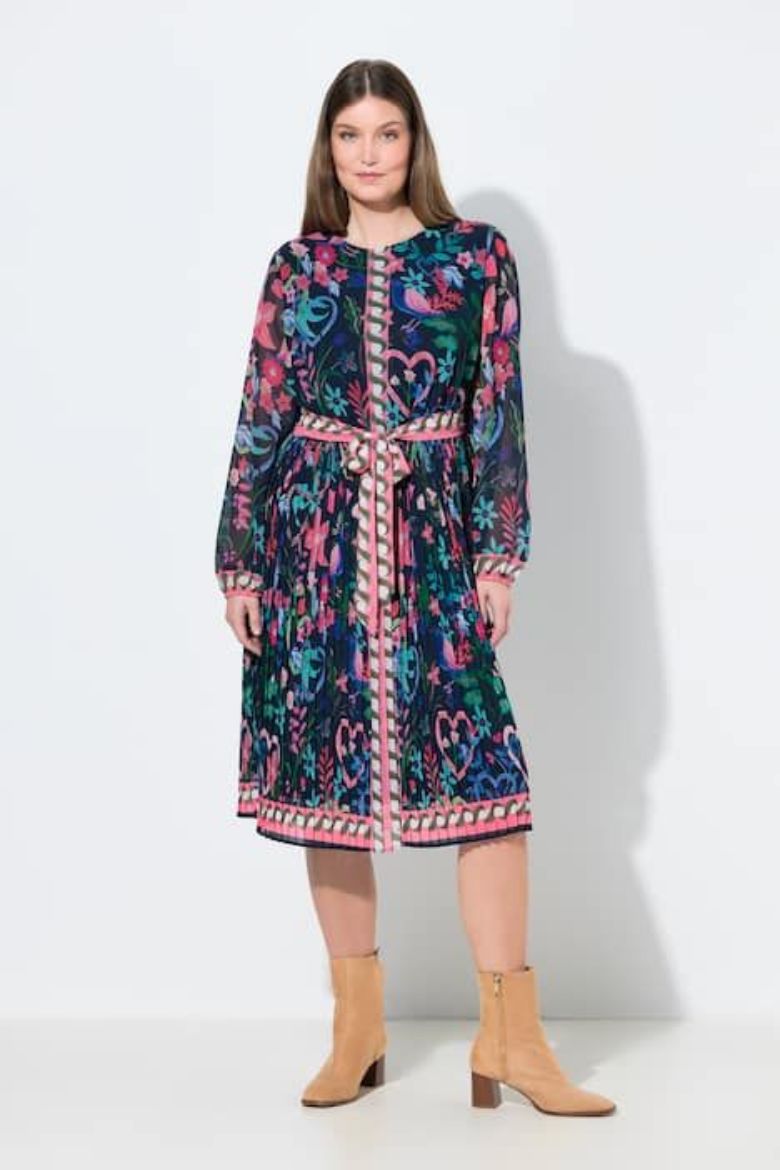 Moda za polnejše Haljina midi dugih rukava A kroja plus velikost, xxl, Ulla Popken in Johann Popken (JP1880)