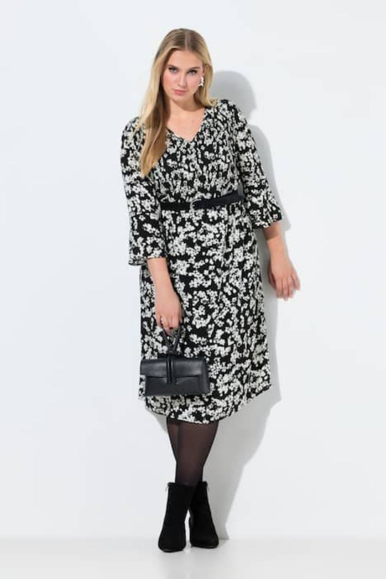 Moda za polnejše Haljina midi 3/4 rukava plus velikost, xxl, Ulla Popken in Johann Popken (JP1880)