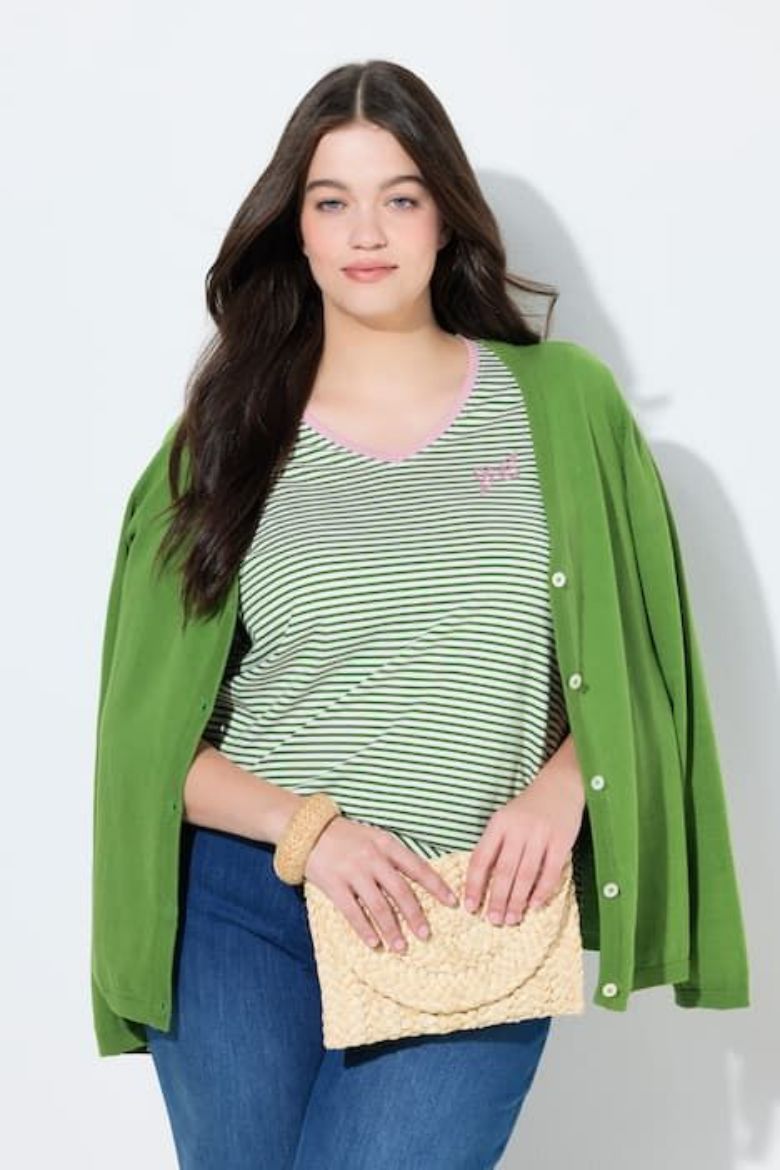 Moda za polnejše Majica kratkih rukava V ovratnika plus velikost, xxl, Ulla Popken in Johann Popken (JP1880)