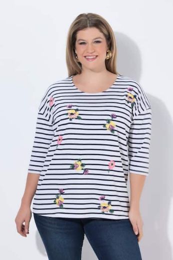 Moda za polnejše Majica 3/4 rukava okruglog ovratnika plus velikost, xxl, Ulla Popken in Johann Popken (JP1880)
