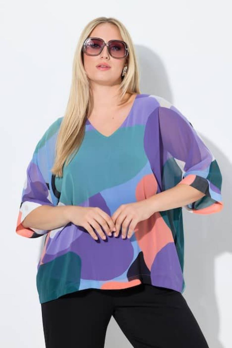 Moda za polnejše Tunika 3/4 rukava V ovratnika plus velikost, xxl, Ulla Popken in Johann Popken (JP1880)