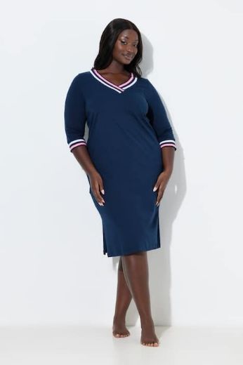 Moda za polnejše Spavaćica s V izrezom na pruge plus velikost, xxl, Ulla Popken in Johann Popken (JP1880)