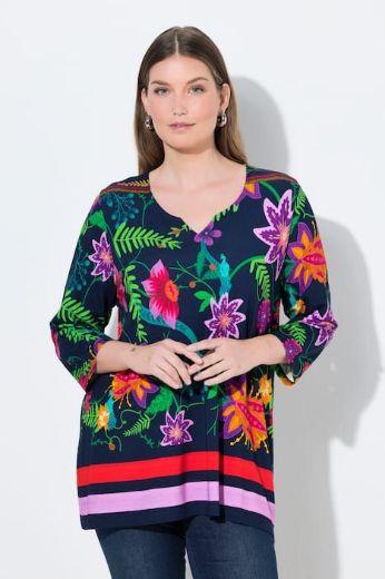 Moda za polnejše Majica A kroja  s 3/4 rukavima cvjetnog printa plus velikost, xxl, Ulla Popken in Johann Popken (JP1880)