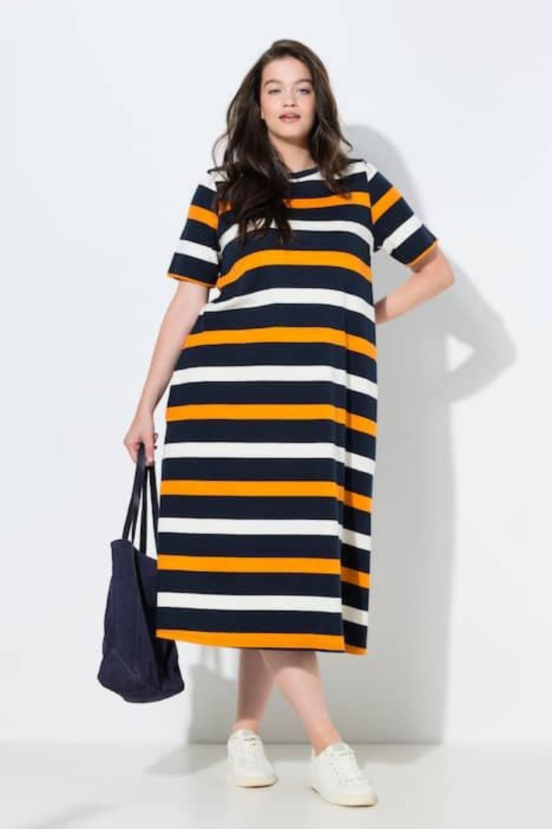 Moda za polnejše Haljina midi kratkih rukava plus velikost, xxl, Ulla Popken in Johann Popken (JP1880)