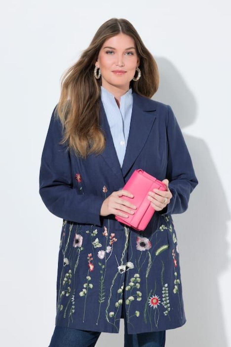 Moda za polnejše Sako od mješavine lana dužeg kroja plus velikost, xxl, Ulla Popken in Johann Popken (JP1880)