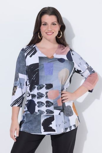 Moda za polnejše Majica 3/4 rukava A kroja plus velikost, xxl, Ulla Popken in Johann Popken (JP1880)