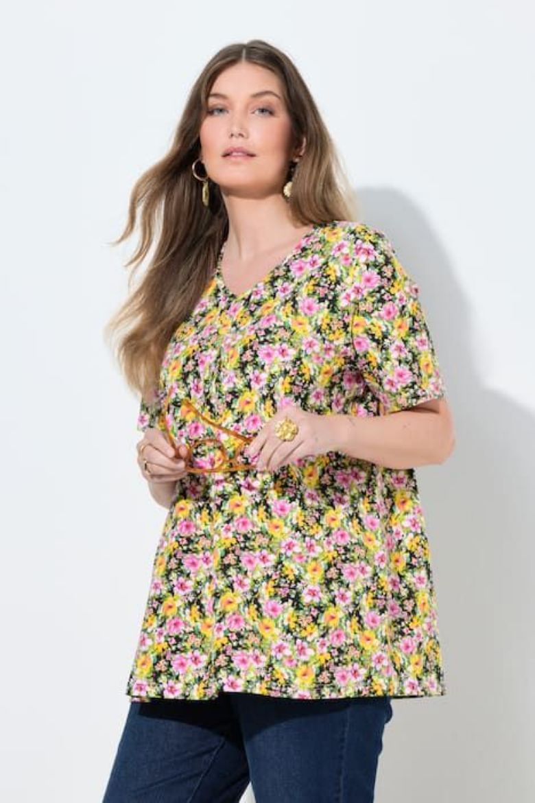 Moda za polnejše Majica kratkih rukava V ovratnika plus velikost, xxl, Ulla Popken in Johann Popken (JP1880)