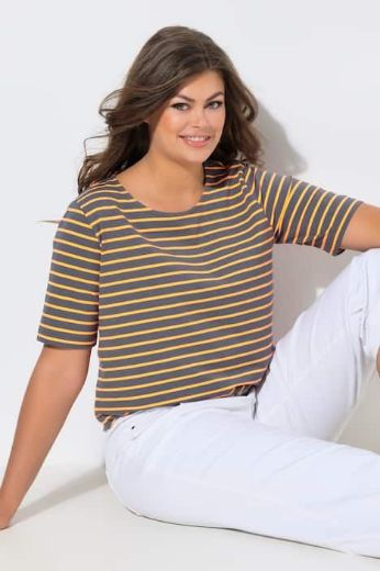 Moda za polnejše Majica prugasta kratkih rukava plus velikost, xxl, Ulla Popken in Johann Popken (JP1880)